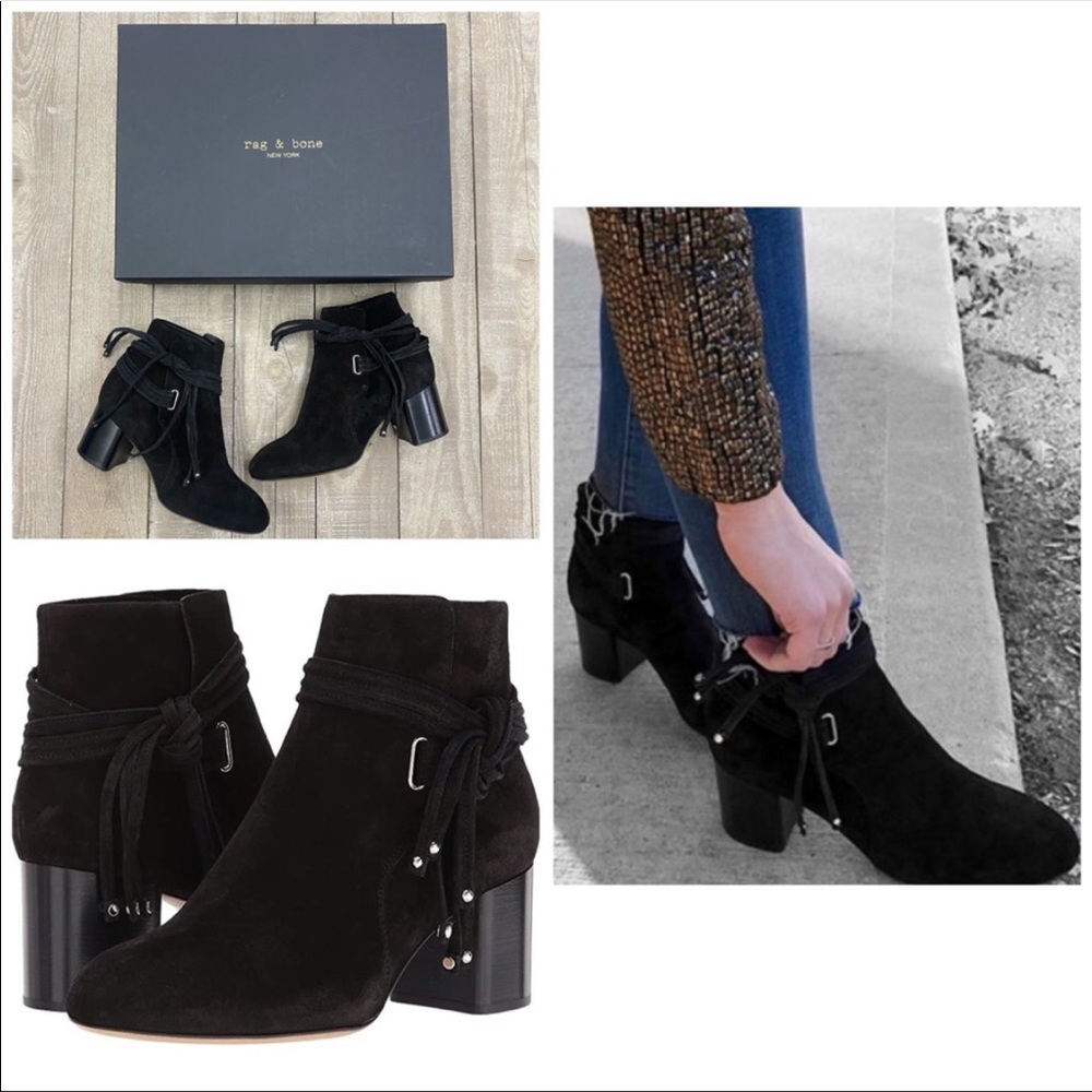 Rag and Bone Dalia ll Black Suede Booties size 8